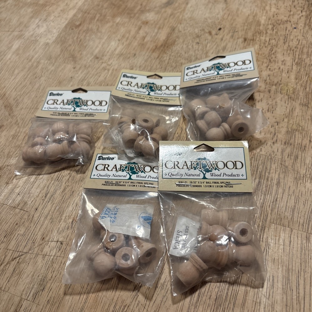 6pc Ball Top Hardwood Finials Craftwood 19/32x3/4 In.5 Packs